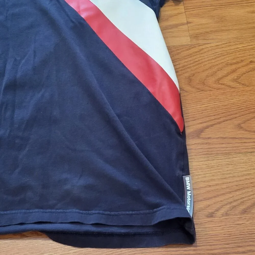 Puma BMW Motorsport T-Shirt Men's Size Large Navy Blue Stripes Crew Neck - Picture 4 of 14